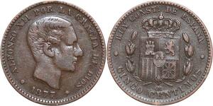 R3870 Spain 5 Centimos Alfonso XII 1877 OM -> Make Offer