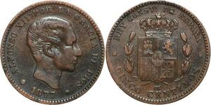 R3871 Spain 5 Centimos Alfonso XII 1877 OM -> Make Offer