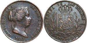 R3885 Spain 25 Centimos Isabel II 1857 Aqueduct -> Make Offer