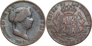 R3886 Spain 25 Centimos Isabel II 1861 Aqueduct -> Make Offer