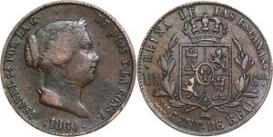 R3891 Spain 25 Centimos Isabel II 1860 Aqueduct -> Make Offer