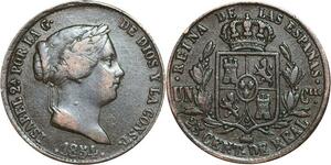 R3894 Spain 25 Centimos Isabel II 1854 Aqueduct -> Make Offer