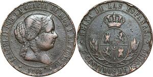 R3900 Spain 5 Centimos Isabel II 1868 OM 4 pointed star Jubia -> Make Offer