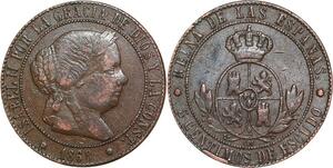 R3906 Spain 5 Centimos Isabel II 1868 OM 8 pointed star Barcelona -> Make Offer