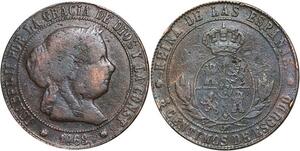 R3911 Spain 5 Centimos Isabel II 1868 OM 8 pointed star Barcelona -> Make Offer