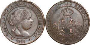 R3919 Rare Spain 5 Centimos Isabel II 1868 OM 8 pointed star Barcelona > M Offer