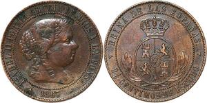 R3932 Spain 2 1/2 Centimos Isabel II 1867 OM 3 pointed star Segovia -> M Offer