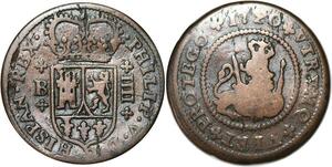 R3934 Spain 4 Maravedis Philippe V 1720 Barcelona  -> Make Offer