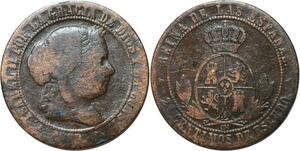 R3942 Spain 2 1/2 Centimos Isabel II 1868 OM 3 pointed star Segovia -> M Offer