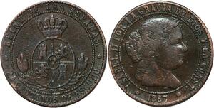 R3950 Spain 2 1/2 Centimos Isabel II 1867 OM 7 pointed star Sevilla -> M Offer