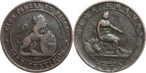 R3957 Spain 10 Centimos Provisional Government 1870 OM -> Make Offer