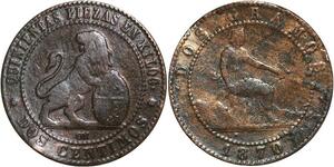 R3969 Spain 2 Centimos Provisional Government 1870 OM -> Make Offer