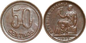 R3970 Spain 50 Centimos II Republic 1937 AU -> Make Offer
