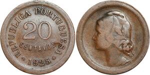 R3991 Portugal 20 Centavos Liberty Head 1925 -> Make Offer
