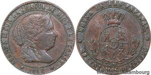 R4012 Spain 2 1/2 Centimos Isabel II 1867 OM 8 pointed star Barcelona -> M Offer