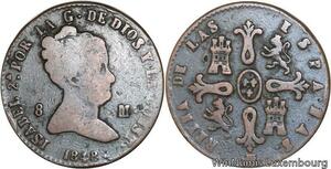 R4023 Spain 8 Maravedis Isabel II 1848 Segovia -> Make offer