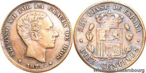 R4028 Spain Faux d'époque 10 Centimos Alfonso XII 1878 OM -> Make offer