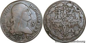 R4030 Rare Spain 8 Maravedis Charles IV 1792 Segovia -> Make offer
