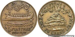 R4035 Lebanon 5 Piastres Cedar tree 1925 (a) Paris -> Make offer