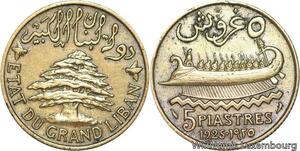 R4036 Lebanon 5 Piastres Cedar tree 1925 (a) Paris -> Make offer