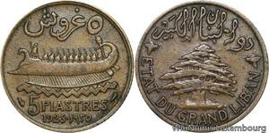 R4040 Lebanon 5 Piastres Cedar tree 1925 (a) Paris -> Make offer