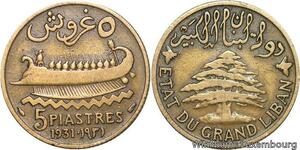 R4041 Lebanon 5 Piastres Cedar tree 1931 (a) Paris -> Make offer