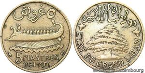 R4042 Lebanon 5 Piastres Cedar tree 1931 (a) Paris -> Make offer