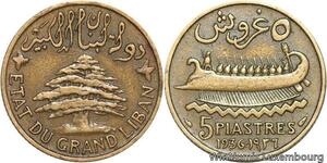 R4045 Lebanon 5 Piastres Cedar tree 1936 (a) Paris -> Make offer