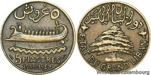 R4049 Lebanon 5 Piastres Cedar tree 1940 (a) Paris -> Make offer