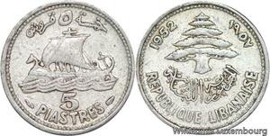 R4079 Lebanon 5 Piastres Boar Cedar Tree 1952 (a) Paris -> Make offer