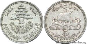 R4080 Lebanon 5 Piastres Boar Cedar Tree 1952 (a) Paris -> Make offer