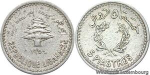R4081 Lebanon 5 Piastres Cedar Tree 1954 -> Make offer