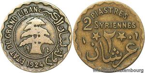 R4085 Lebanon 2 Piastres Syrienne 1924 (a) Paris -> Make offer