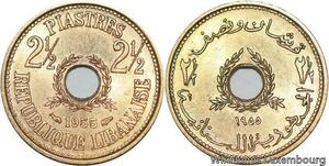 R4095 Lebanon 2 1/2 Piastres Republique Libanaise 1955 (a) Paris AU > Make offer