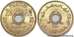 R4097 Lebanon 2 1/2 Piastres Republique Libanaise 1955 (a) Paris AU > Make offer