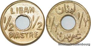 R4121 Lebanon 1/2 Piastre French Mandate WWII Emergency Issue ND 1941 UNC >Offer