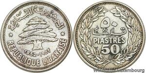 R4138 Lebanon 50 Piastres République Libanaise Cedar Tree 1952 Silver -> M offer