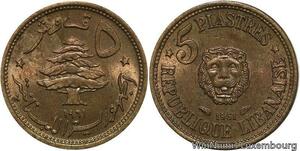 R4212 Lebanon 5 Piastres Lion 1961 (a) Paris UNC -> Make offer