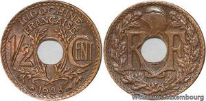 R4340 French Indochina 1/2 Cent 1938 (a) Paris AU -> Make offer