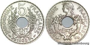 R4357 French Indochina 5 Centièmes 1938 (a) Paris UNC -> Make offer