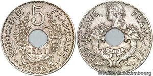 R4359 French Indochina 5 Centièmes 1938 (a) Paris AU -> Make offer