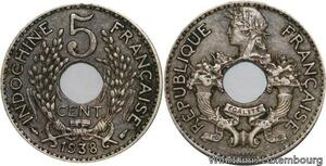 R4367 French Indochina 5 Centimes  1938 (a) Paris -> Make offer