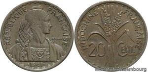 R4425 French Indochina 20 Cents Turin 1941 S San Francisco -> Make offer