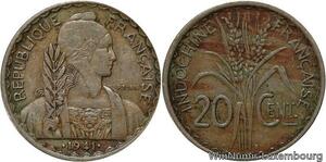 R4426 French Indochina 20 Cents Turin 1941 S San Francisco -> Make offer