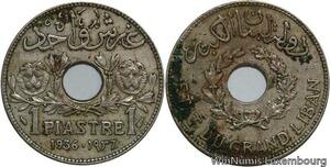 R4499 Lebanon 1 Piastre Etat du Grand Liban 1936 (a) Paris -> Make offer