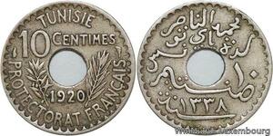 R4608 Tunisia 10 Centimes Ahmad II 1920 AH 1338 -> Make offer