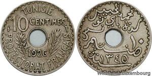 R4609 Tunisia 10 Centimes Ahmad II 1926 AH 1345 -> Make offer