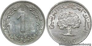 R4631 Tunisia 1 Millième Oak Tree 1960 UNC -> Make offer