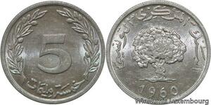 R4636 Tunisia 5 Milliemes 1960 UNC -> Make offer 
