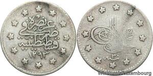 R4679 Ottoman Empire 1 Kurush Abdul Hamid II El-Ghazi AH 1293 /30 1904 Silver